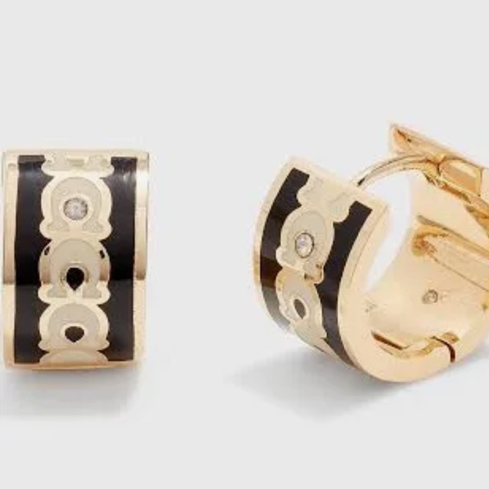 Coach Signature Enamel Earrings, gold chalk. Barely worn